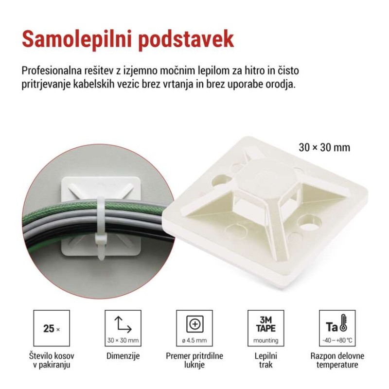 Samolepilna podlaga 30×30, bela, 25 kos - slika 3