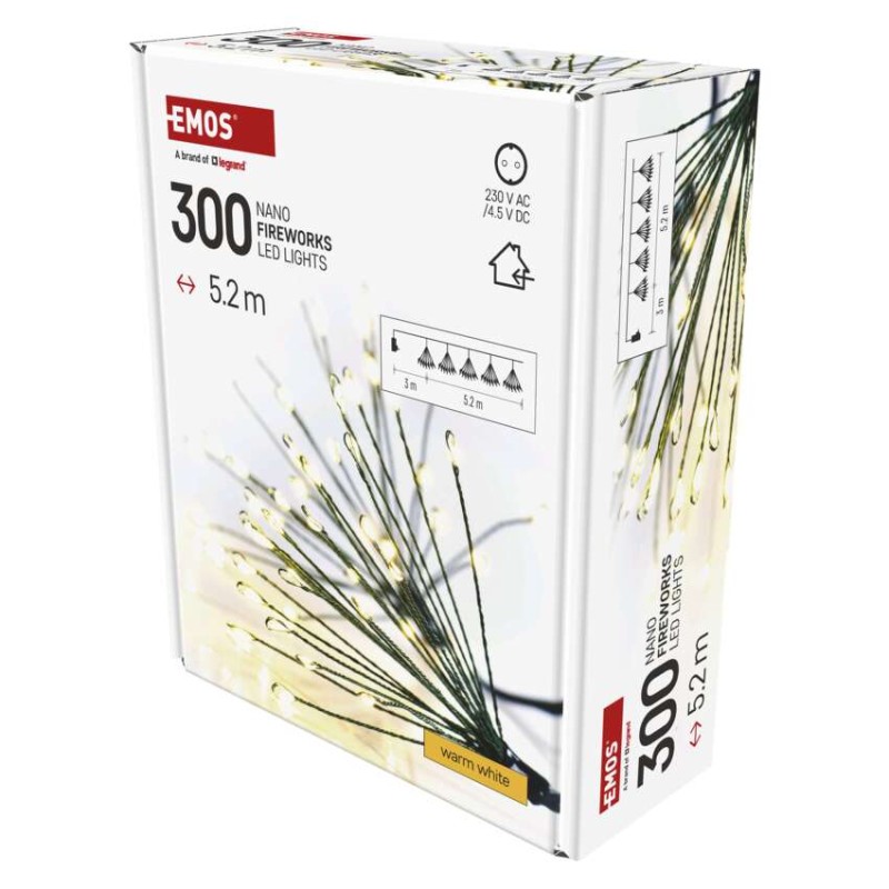 LED svetlobna veriga – svetleče cvetlice, nano, 5,2 m, notranja, topla bela, časovnik - slika 2