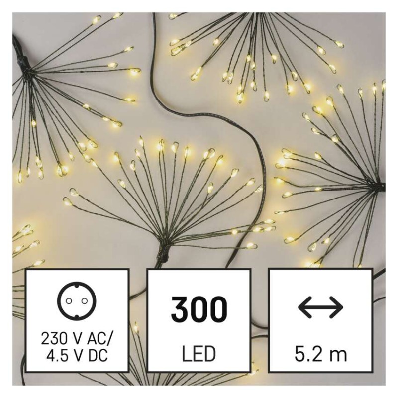 LED svetlobna veriga – svetleče cvetlice, nano, 5,2 m, notranja, topla bela, časovnik - slika 3