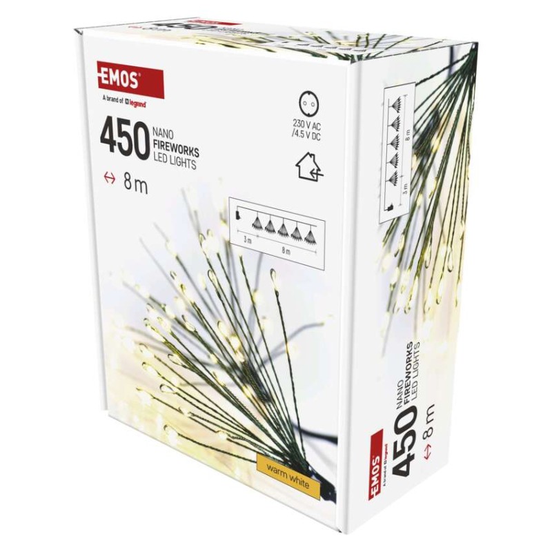 LED svetlobna veriga – svetleče cvetlice, nano, 8 m, notranja, topla bela, časovnik - slika 2
