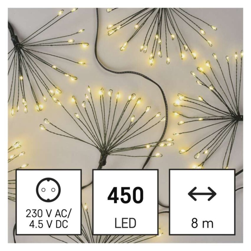 LED svetlobna veriga – svetleče cvetlice, nano, 8 m, notranja, topla bela, časovnik - slika 3