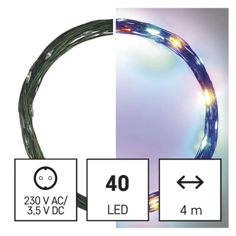 LED božična nano veriga zelena, 4 m, zunanja in notranja, večbarvna, časovnik - slika 3