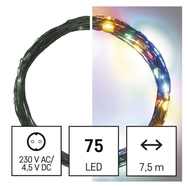 LED božična nano veriga zelena, 7,5 m, zunanja in notranja, večbarvna, časovnik - slika 3