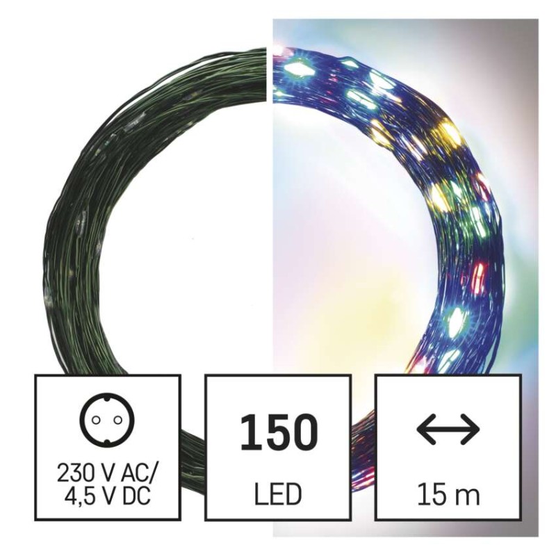 LED božična nano veriga zelena, 15 m, zunanja in notranja, večbarvna, časovnik - slika 3