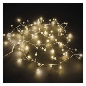 LED girlanda - biseri, 1,2 m, 3x AA, notranja, toplo bela, časovnik