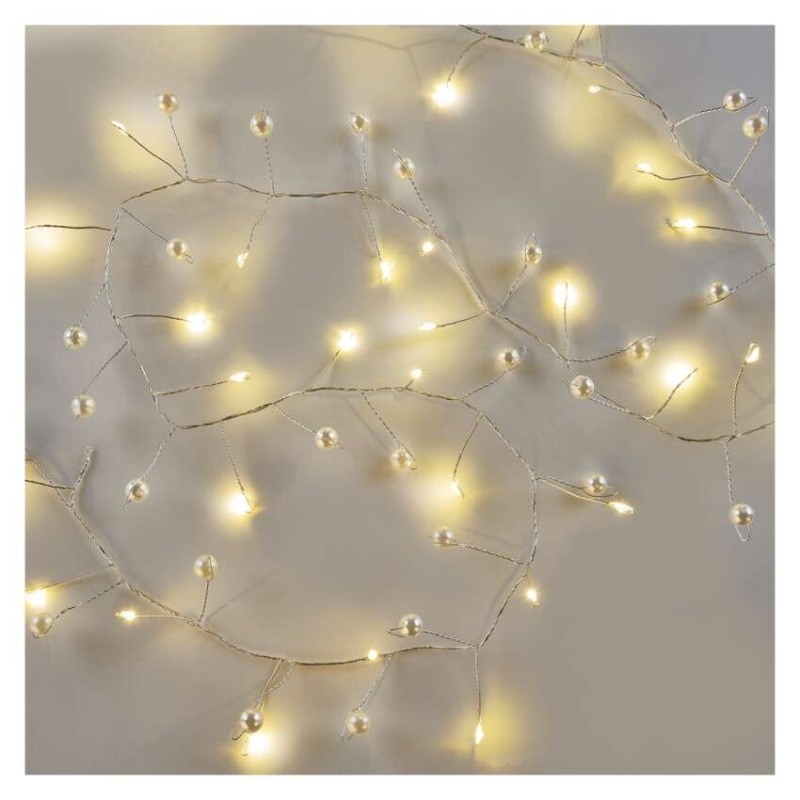 LED girlanda - biseri, 1,2 m, 3x AA, notranja, toplo bela, časovnik - slika 3