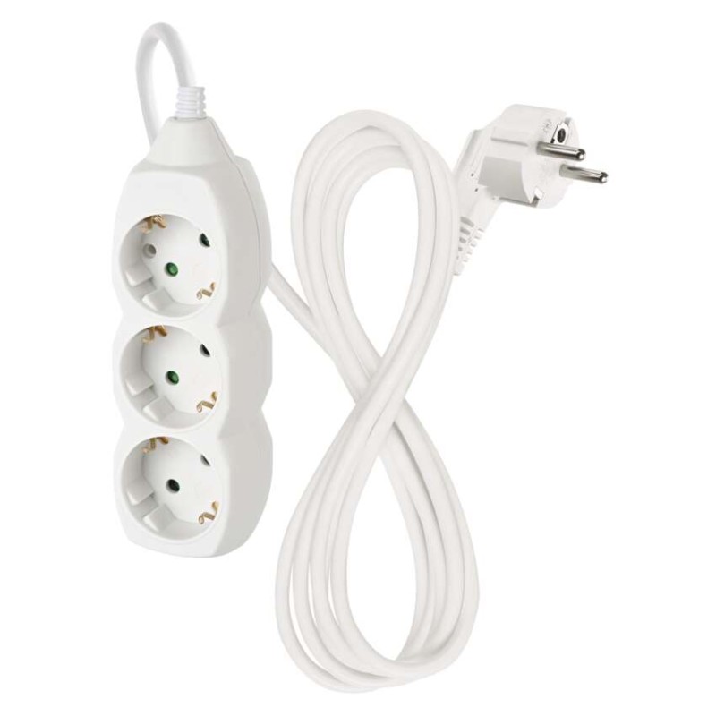 Podaljšek 2 m / 3 vtičnice / beli / PVC / 1 mm2 - slika 2