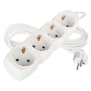 Podaljšek 3 m / 4 vtičnice / beli / PVC / 1,5 mm2