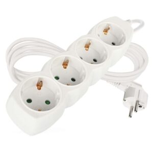 Podaljšek 2 m  /  4 vtičnic  /  beli  /  PVC  /  1 mm2