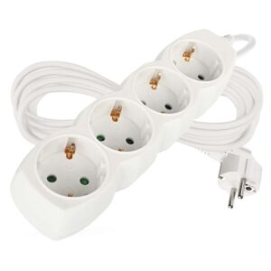 Podaljšek 5 m / 4 vtičnice / beli / PVC / 1,5 mm2