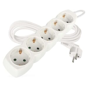 Podaljšek 3 m / 5 vtičnic / beli / PVC / 1,5 mm2