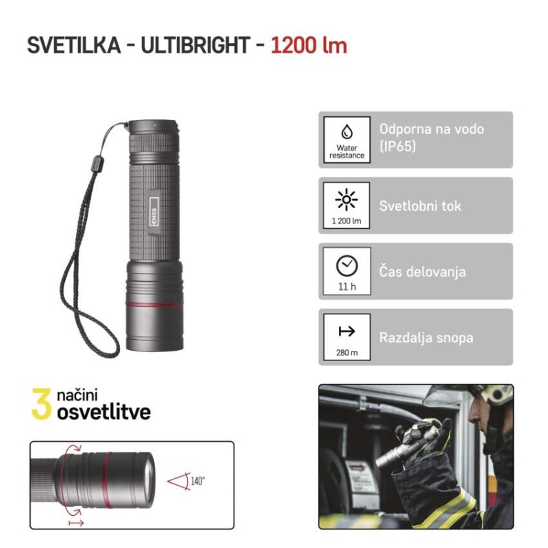 CREE LED Polnilna svetilka kovinska Ultibright 90, 1200lm - slika 2