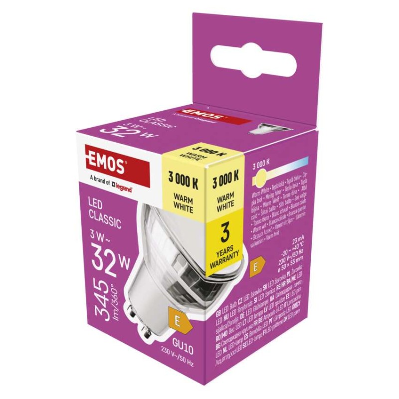LED žarnica Classic MR16 srebro/ GU10 / 3 W (32 W) / 345 lm / Toplo bel