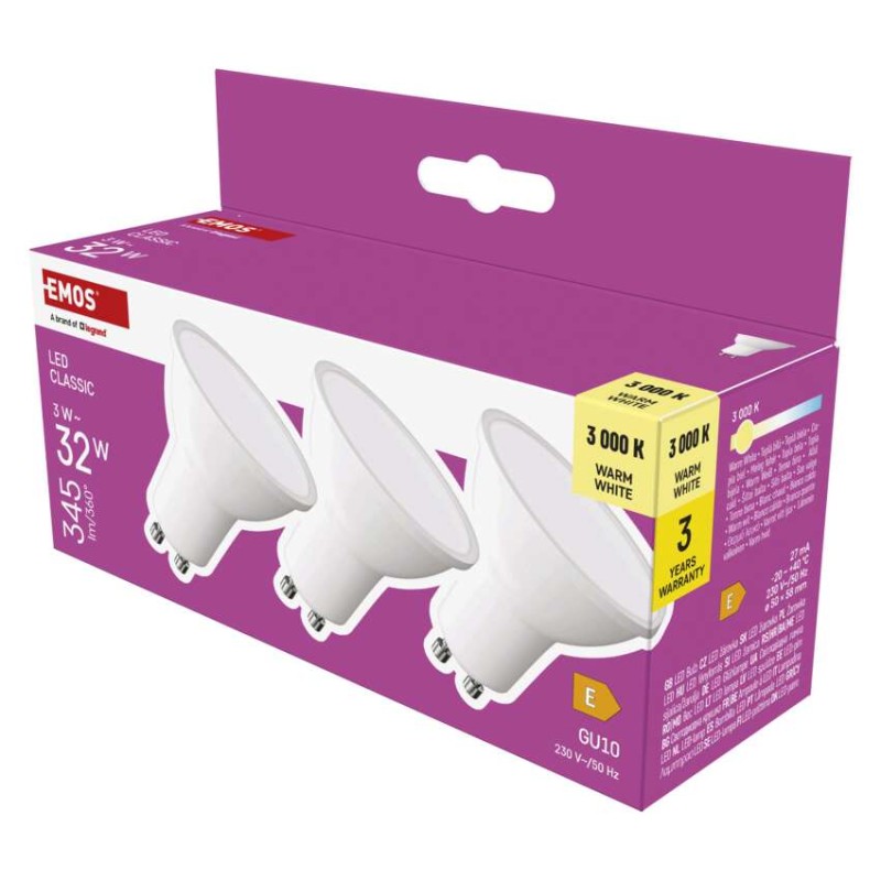 LED žarnica Classic MR16 / GU10 / 3 W (32 W) / 345 lm / Toplo bel