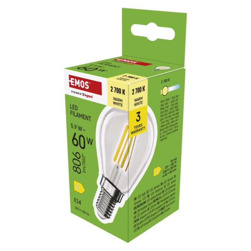 LED žarnica Filament Mini Globe / E14 / 5,9 W (60 W) / 806 lm / Toplo bel
