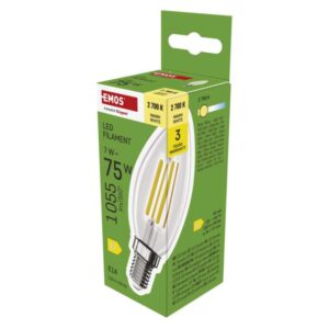 LED žarnica Filament Candle / E14 / 7 W (75 W) / 1055 lm / Toplo bel