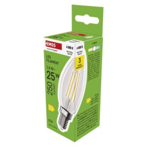 LED žarnica Filament Candle / E14 / 1,8 W (25 W) / 250 lm / Nevtralna bela