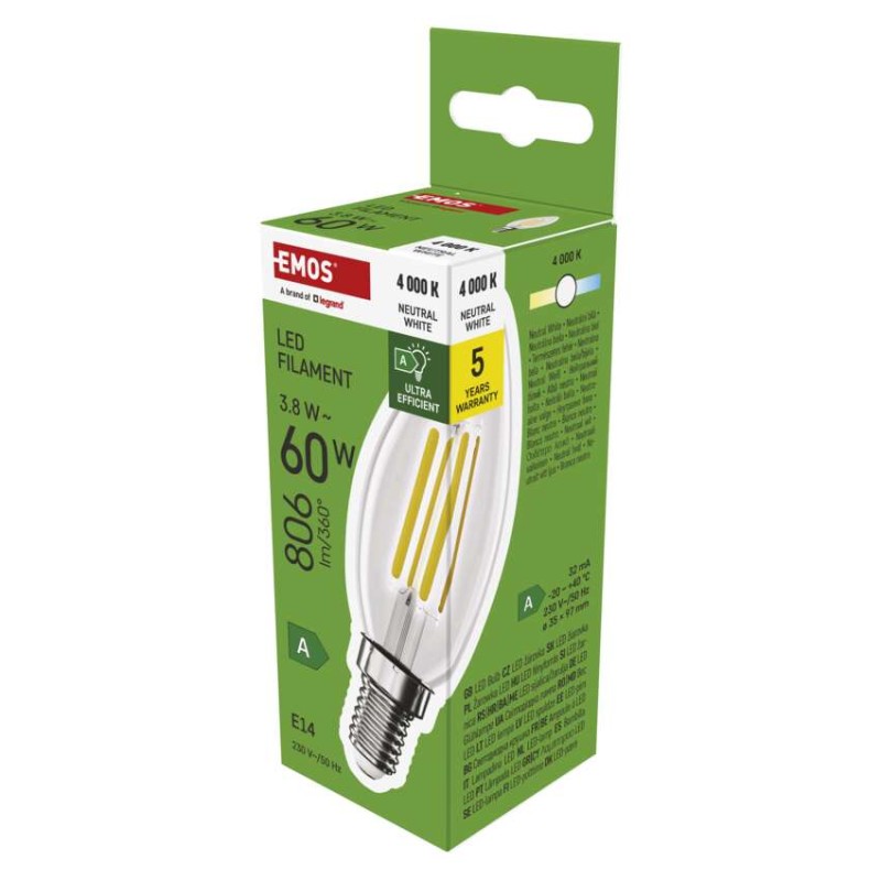 LED žarnica Filament Candle A CLASS/ E14 / 3,8 W (60 W) / 806 lm / nevtralno bela - slika 2
