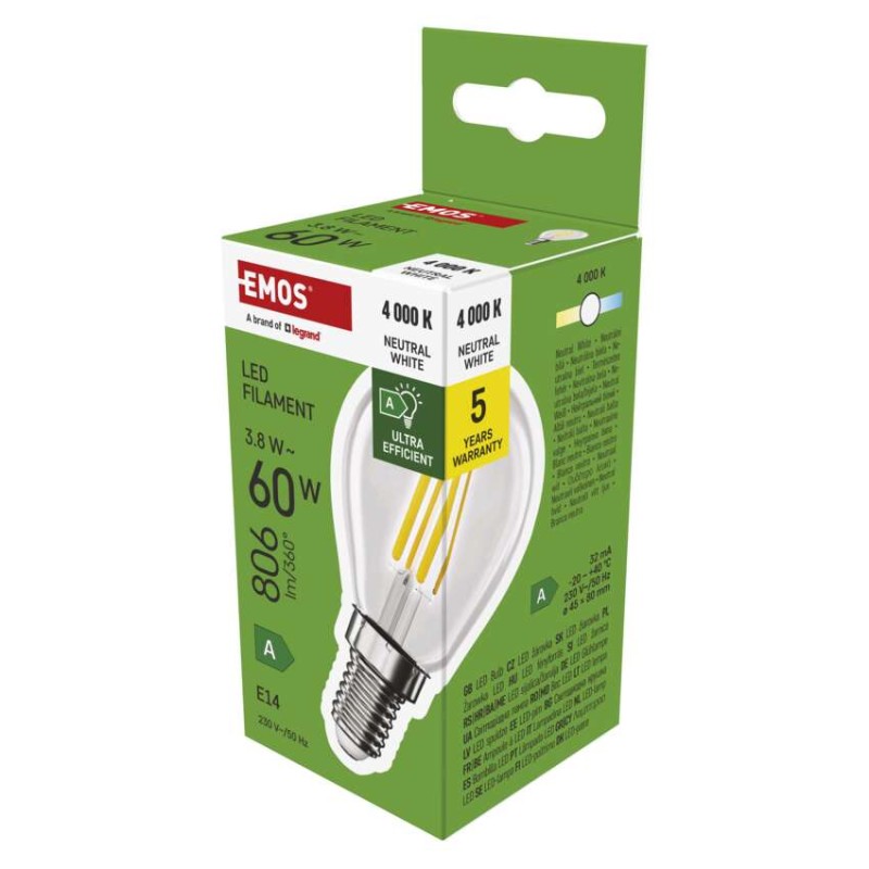 LED žarnica Filament Mini Globe A CLASS/ E14 / 3,8 W (60 W) / 806 lm / Nevtralna bela - slika 2