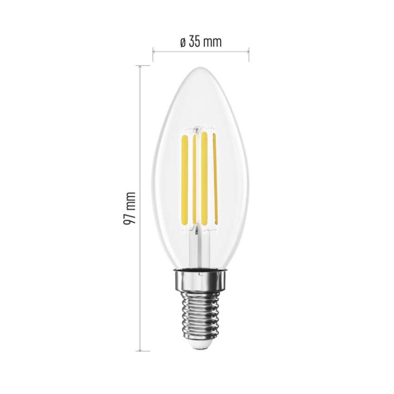 LED žarnica Filament Candle / E14 / 7 W (75 W) / 1055 lm / nevtralno bela - slika 2