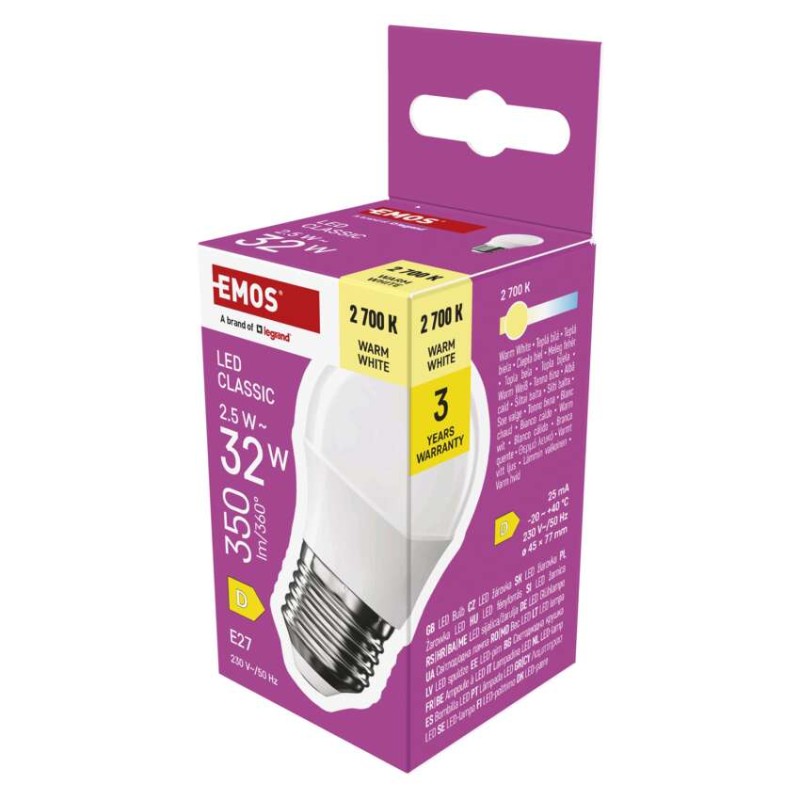LED žarnica Classic Mini Globe / E27 / 2,5 W (32 W) / 350 lm / Toplo bel