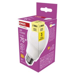 LED žarnica Classic A60 / E27 / 9,5 W (75 W) / 1055 lm / toplo bel