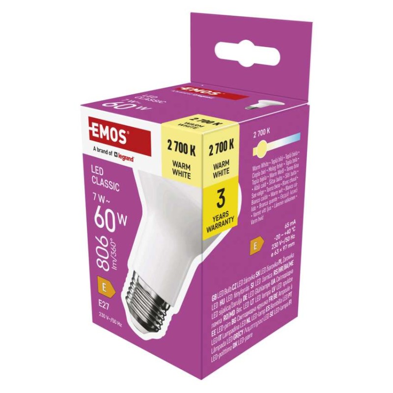 LED žarnica Classic R63 / E27 / 7 W (60 W) / 806 lm / Toplo bel