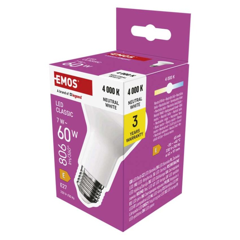 LED žarnica Classic R63 / E27 / 7 W (60 W) / 806 lm / Nevtralna bela