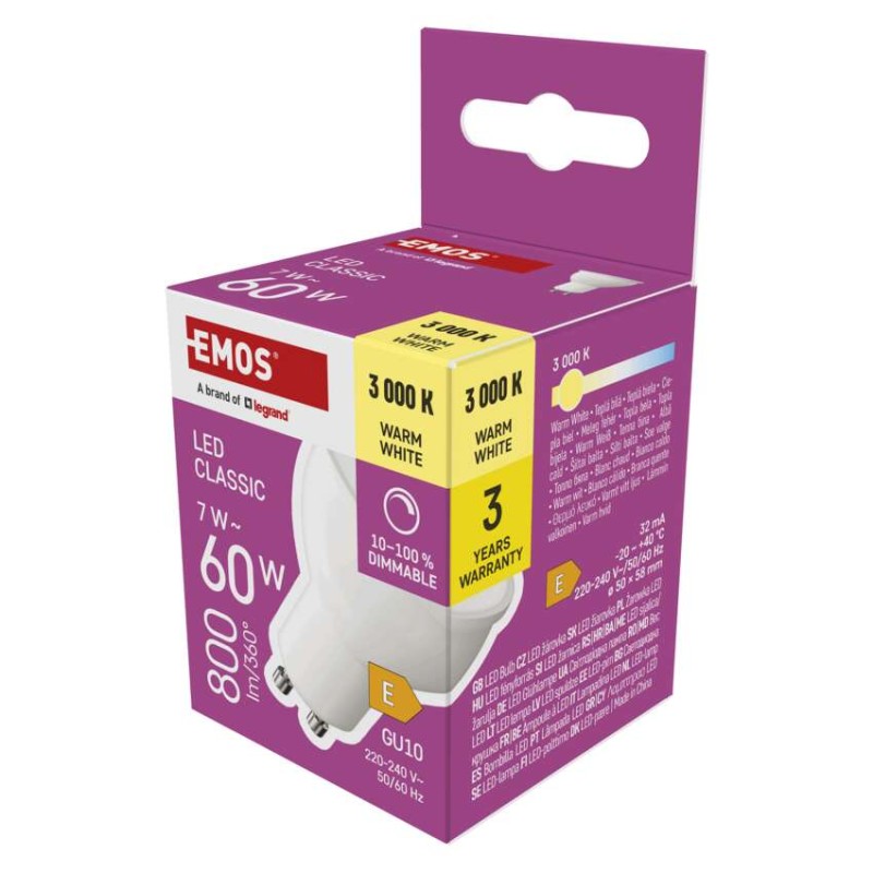 LED žarnica Classic MR16 / GU10 / 7 W (60 W) / 800 lm / toplo bela / zatemnitev