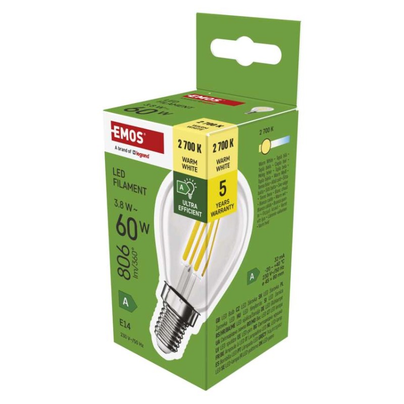 LED žarnica Filament Mini Globe A CLASS / E14 / 3,8 W (60 W) / 806 lm / toplo bela - slika 2