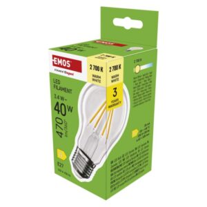 LED žarnica Filament A60 / E27 / 3,4 W (40 W) / 470 lm / Toplo bel