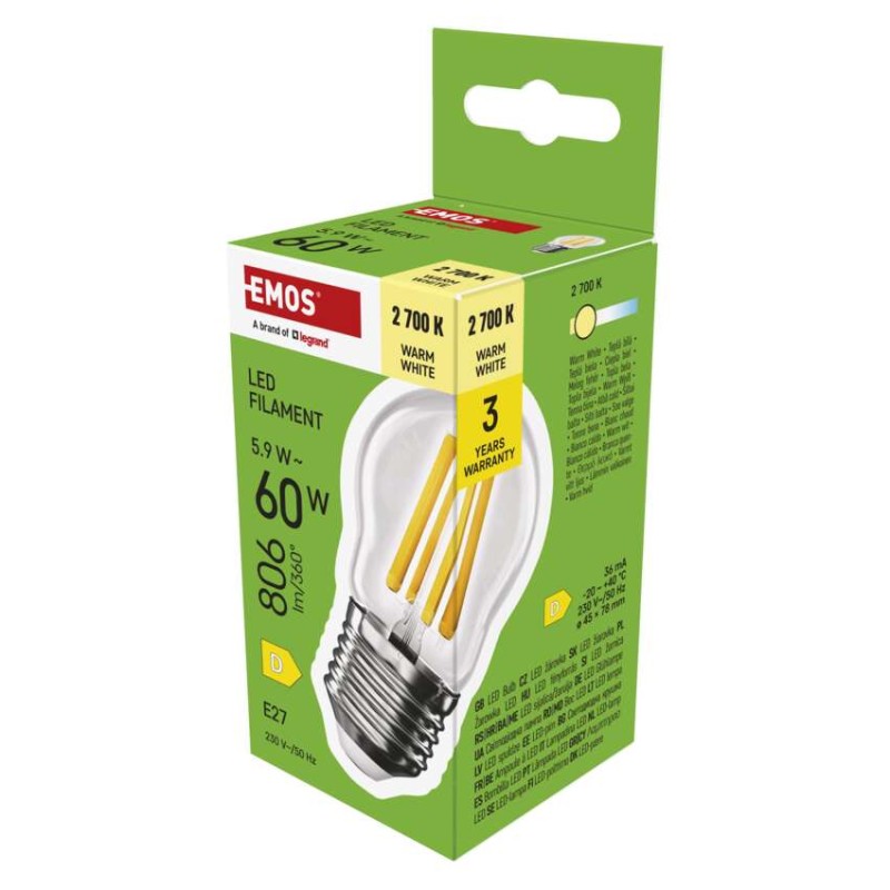 LED žarnica Filament Mini Globe / E27 / 5,9 W (60 W) / 806 lm / Toplo bel