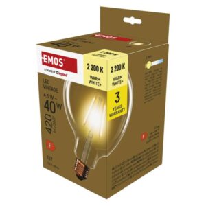 LED žarnica Vintage G125 / E27 / 4,5 W (40 W) / 420 lm / Toplo bel