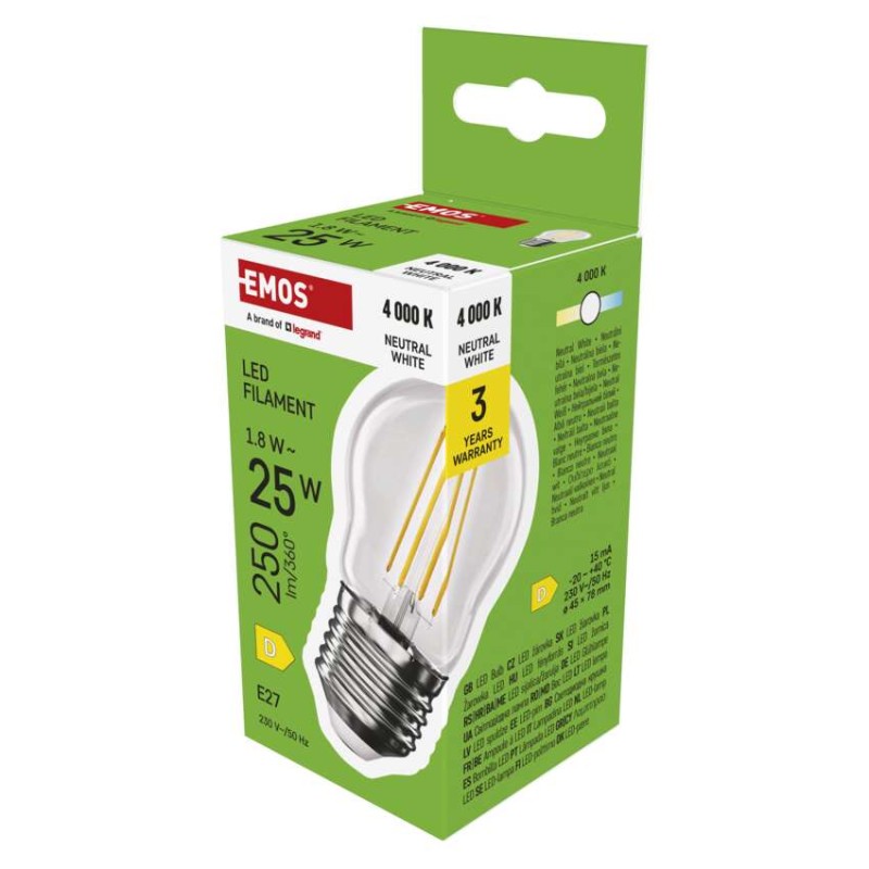LED žarnica Filament Mini Globe / E27 / 1,8 W (25 W) / 250 lm / Nevtralna bela