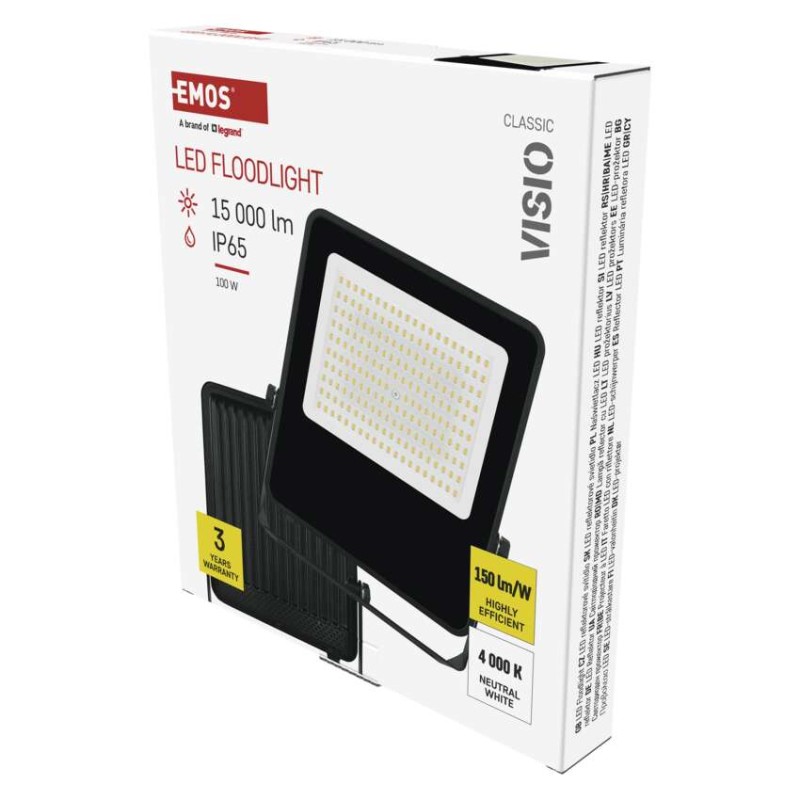 LED reflektor VISIO 100 W nevtralna bela črni - slika 2