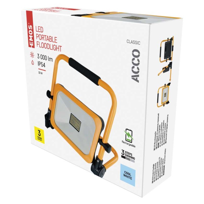 LED reflektor polnilni ACCO 30W CW