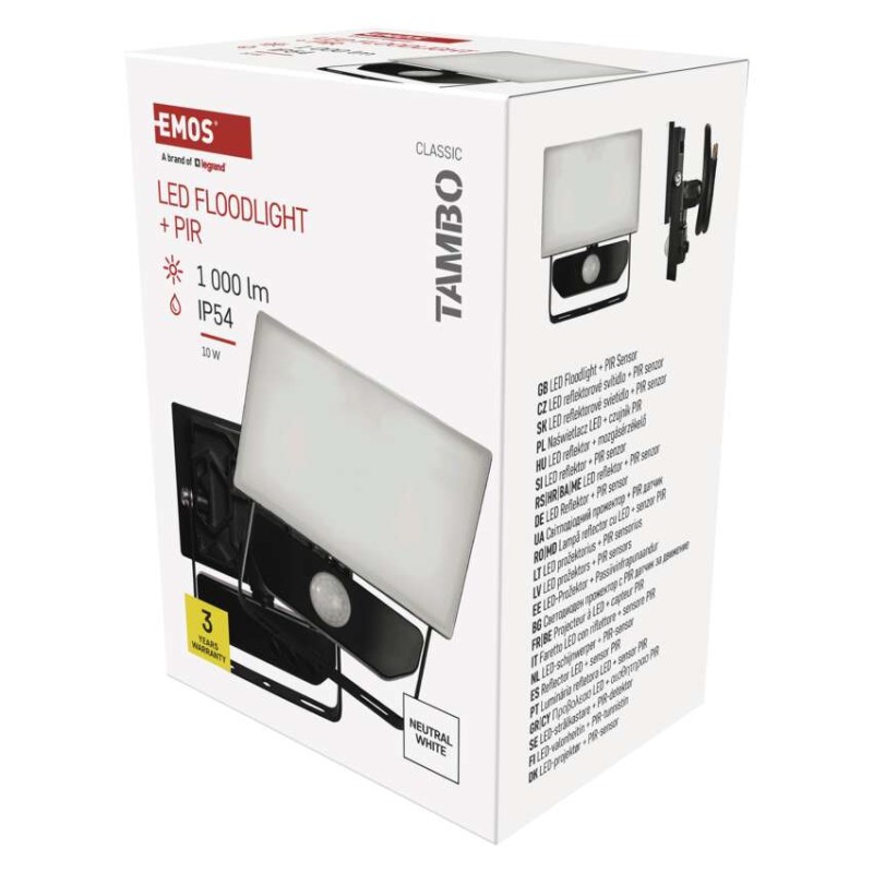 LED reflektor TAMBO s senzorjem gibanja, 10 W, 1000 lm, črn - slika 2