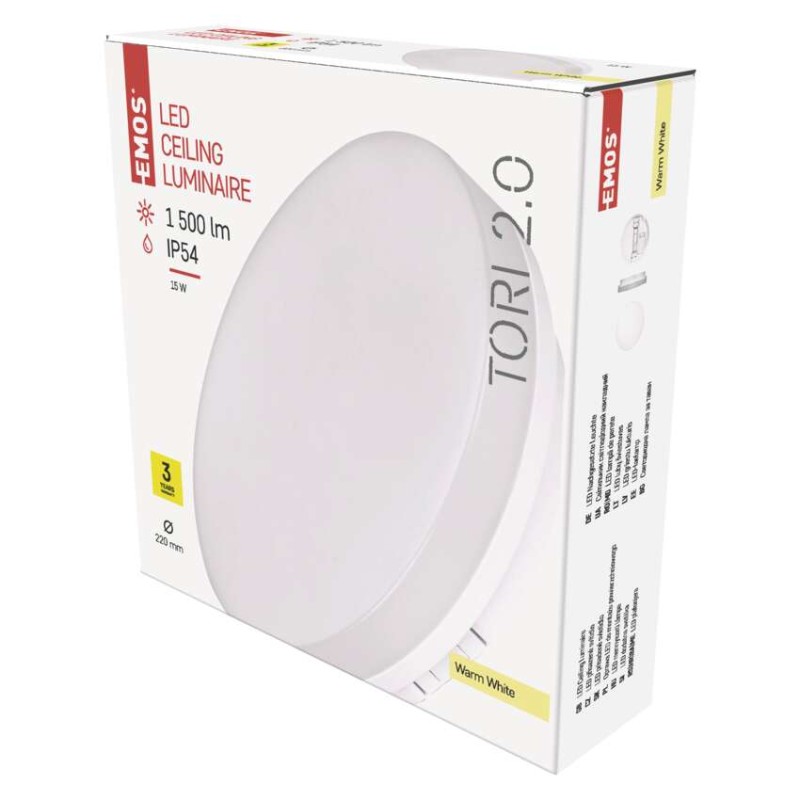 LED svetilo nadometno TORI, okroglo, 15W, IP54, toplo bela