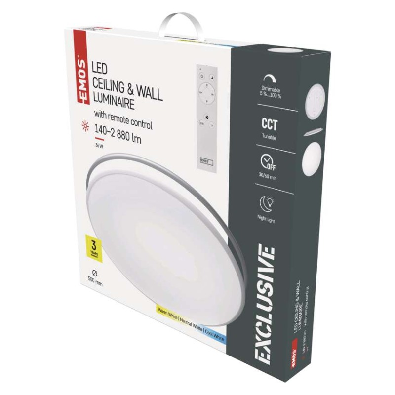 LED stropno svetilo ALVI, okroglo 36W, zatemnilno, nastavljiva CCT