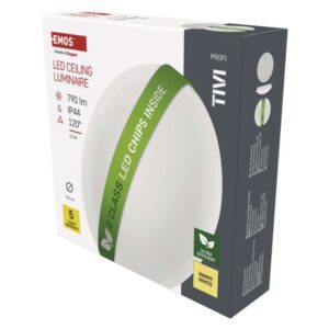 LED stropna svetilka TIVI, B CLASS, okrogla bela 5,2W, IP44, Toplo bel