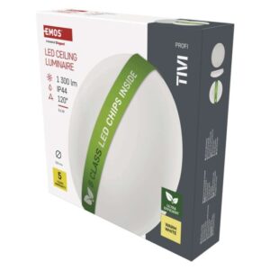LED stropna svetilka TIVI, B CLASS, okrogla bela 8,6W, IP44, Toplo bel
