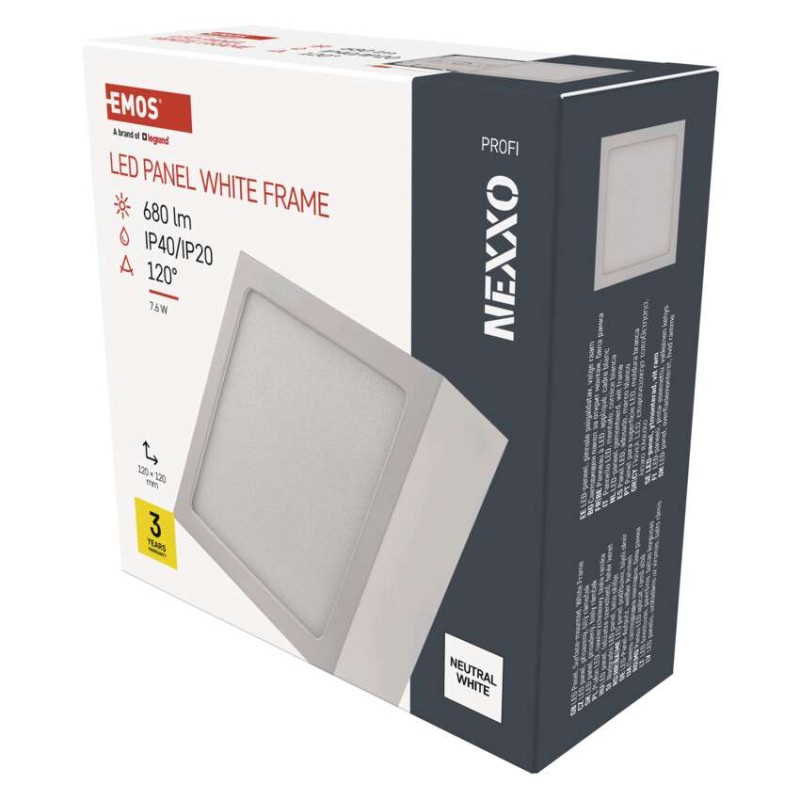 LED svetilo nadometno NEXXO, kvadratno, belo, 7,6W,Nevtralna bela