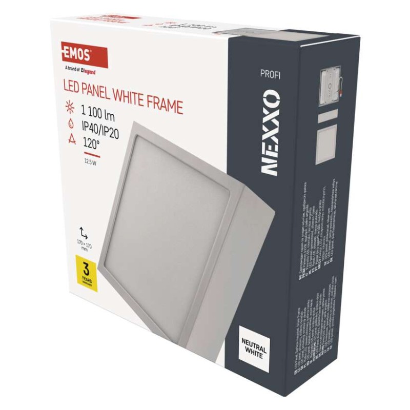 LED svetilo nadometno NEXXO, kvadratno, belo, 12,5W,Nevtralna bela