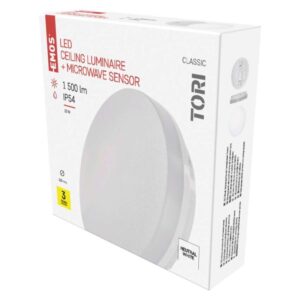LED svetilo nadometno TORI, okroglo, 15W, IP54 s senzorjem, nevtralno bela