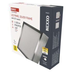 LED svetilo nadometno NEXXO, kvadratno, srebrno, 12,5W, nastavljiva CCT