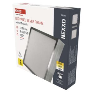 LED svetilo nadometno NEXXO, kvadratno, srebrno, 21W, nastavljiva CCT