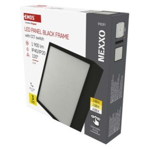 LED svetilo nadometno NEXXO, kvadratno, črno, 21W, nastavljiva CCT