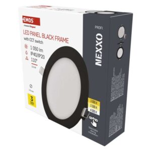 LED vgradno svetilo NEXXO, okroglo, črno, 12W, nastavljiva CCT
