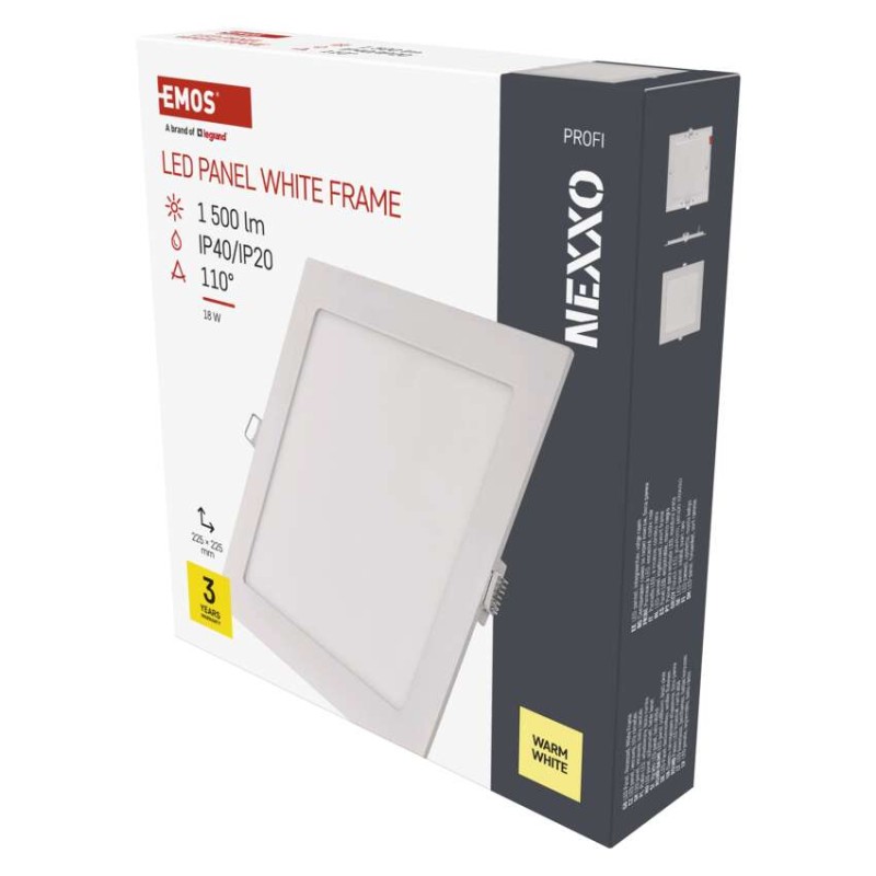 LED vgradno svetilo NEXXO, kvadratno, belo, 18W, toplo bela