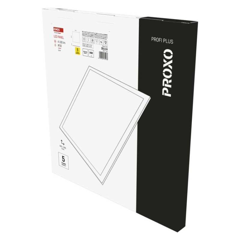 LED panel PROXO 60 x 60 cm / 10 mm, 33 W, 4 100 lm, vgradni, nevtralno bela, UGR<19, IP20